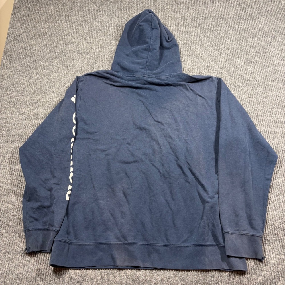 Columbia Hoodie Mens XL Blue Logo Sleeve Pullover Sweatshirt Pocket Distressed - Picture 4 of 11